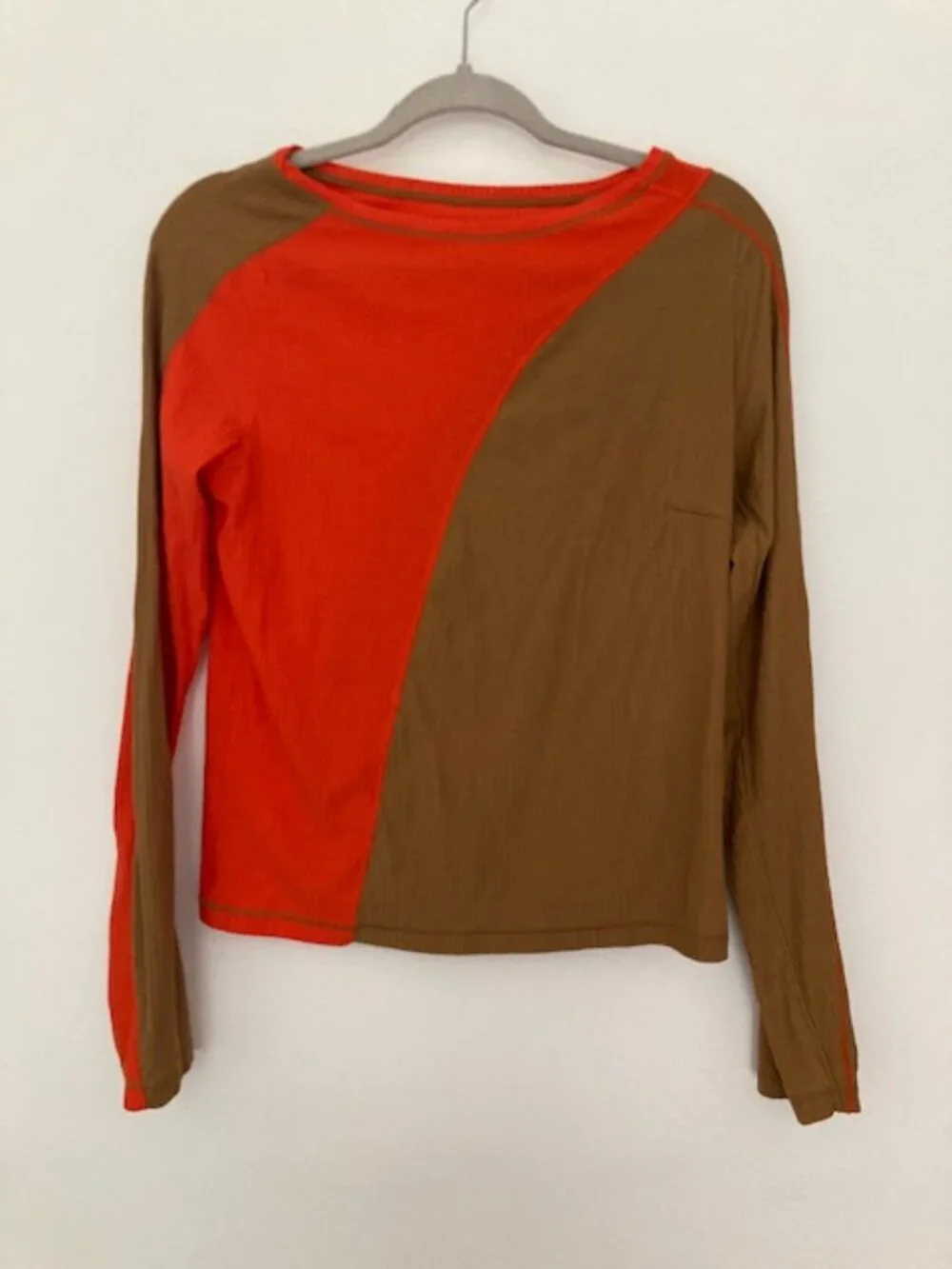 Lululemon Asymmetrical Ribbed Cotton Long Sleeve Top Bold Beige / Solar Orange